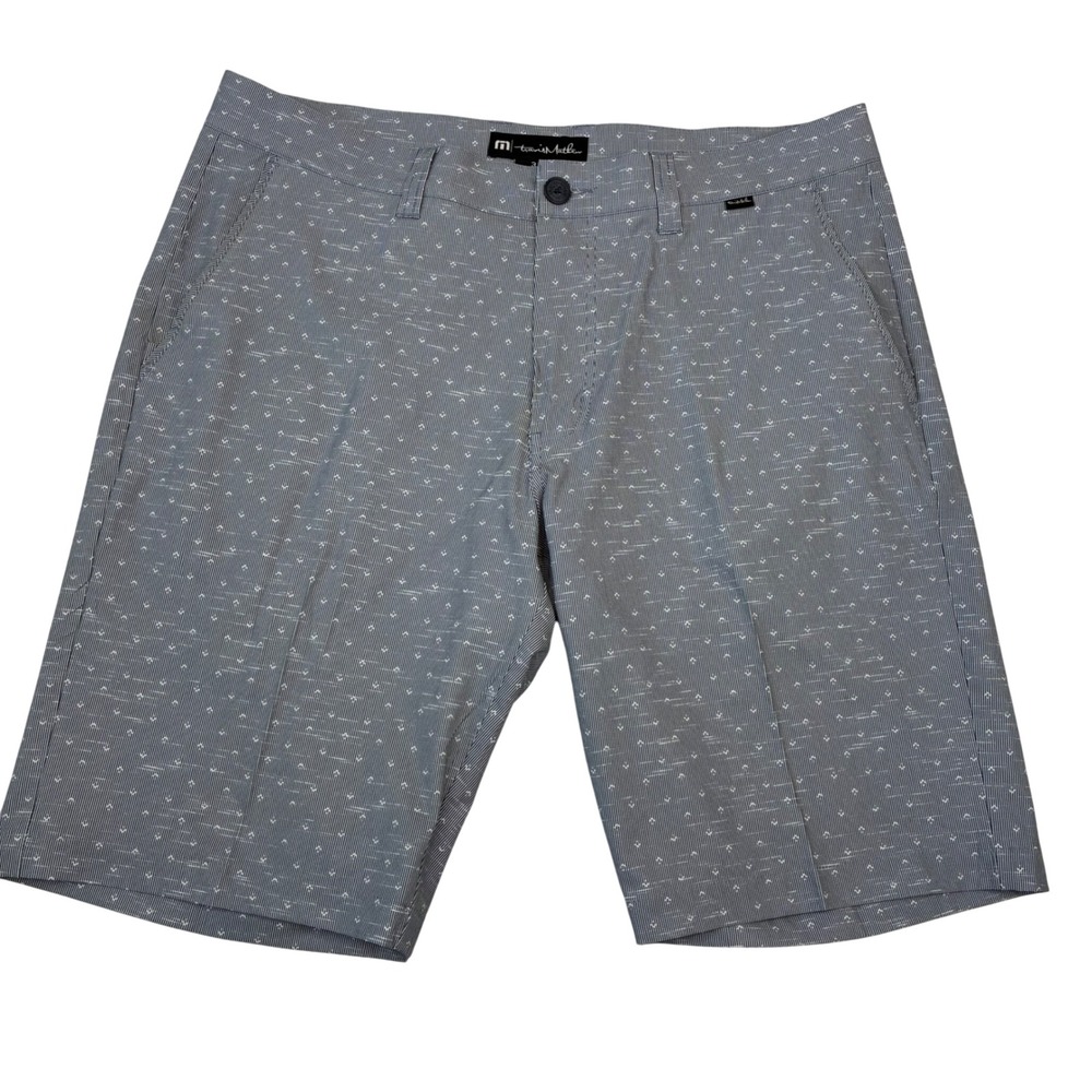 TravisMathew Shorts Mens 35 Grey Anchor Print Performance‎ Golf Casual Bottoms